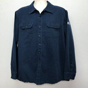 Vintage Polo Sport Ralph Lauren Button Shirt Mens XXL Navy Blue Pockets Cotton